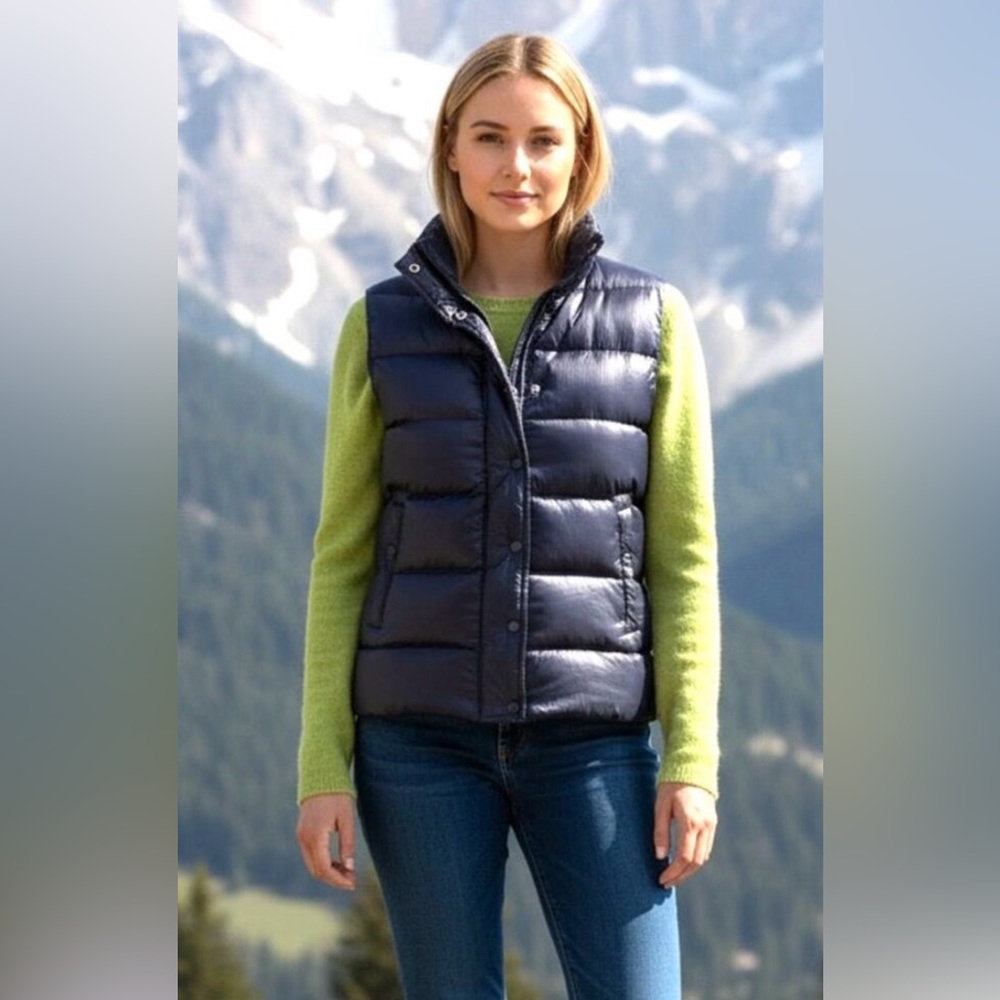 J Crew Puffer Down Vest Womens XS Navy Blue